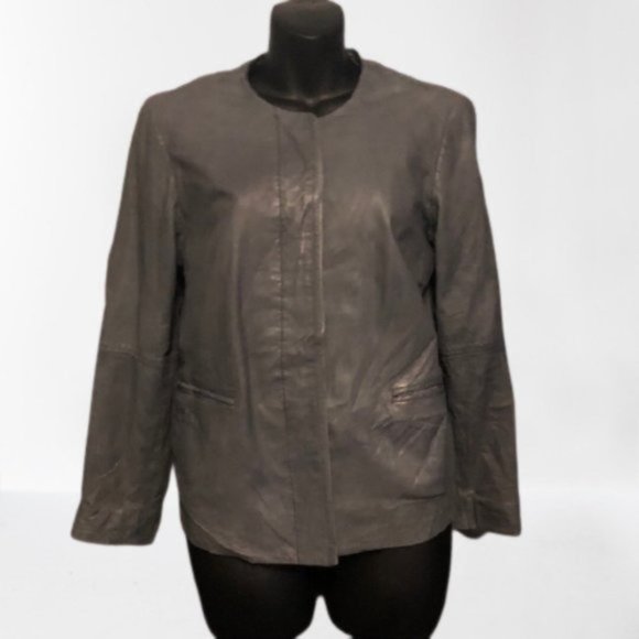Lucky Brand Faux Leather Grey Jacket size small - Picture 1 of 7